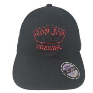 Ron Jon Baseball Cap Black Red OS Slideback Cozumel Embroidered Hat Adjustable